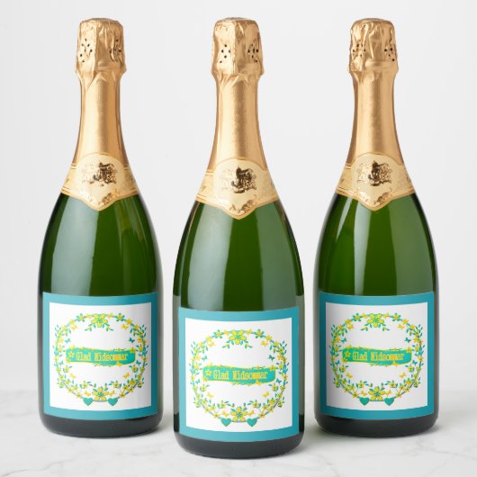 Schandinavische vormgeving, Glad midsommar Sparkling Wijnetiket (Flessen)