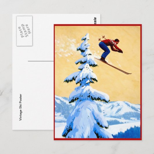 Schansspringen in de bergen briefkaart (Voorkant / Achterkant)