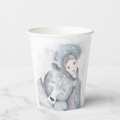 Schanterende beer en meisjeskerst papieren bekers (Achterkant)