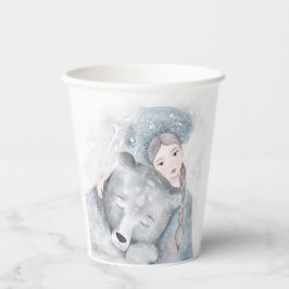 Schanterende beer en meisjeskerst papieren bekers