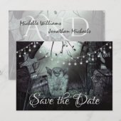 Schanterende Graveyard Gothic Halloween Wedding Save The Date (Voorkant / Achterkant)