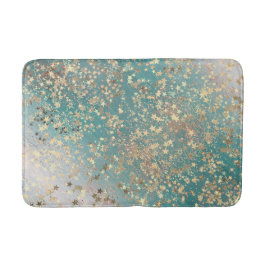 Schanterende Shimmery Gold Stars op Blauwgroen gli Badmat