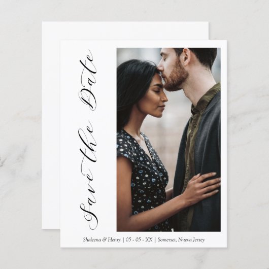 Schap Wedding minimalistisch Foto modern script  (Voorkant / Achterkant)
