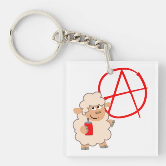 Schapel met rebellie Cartoon Acrylische Sleutelhan Sleutelhanger (Voorkant)