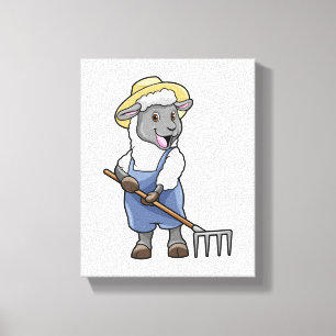 Schapen als boer met Rek en Pet Canvas Afdruk