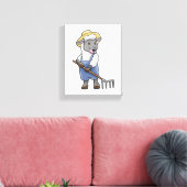 Schapen als boer met Rek en Pet Canvas Afdruk (Insitu (Woonkamer))