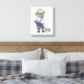 Schapen als boer met Rek en Pet Canvas Afdruk (Insitu (Slaapkamer))