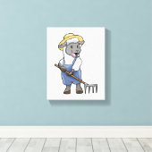 Schapen als boer met Rek en Pet Canvas Afdruk (Insitu (Houten vloer))