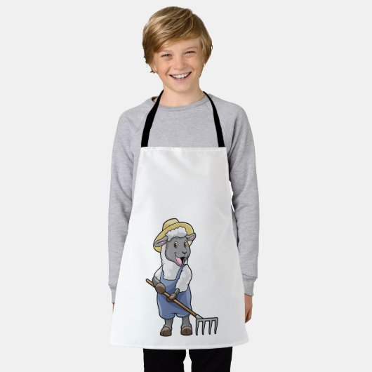 Schapen als boer met Rek en Pet Schort (Gedragen)