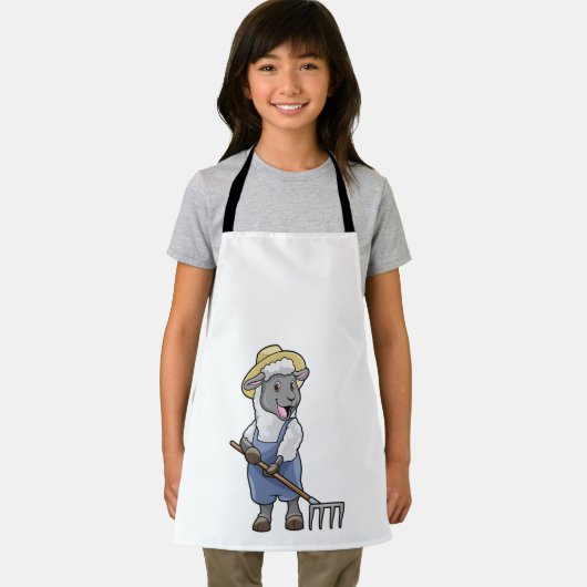 Schapen als boer met Rek en Pet Schort (Insitu)