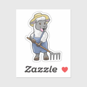 Schapen als boer met Rek en Pet Sticker