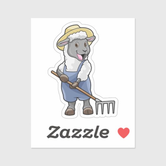 Schapen als boer met Rek en Pet Sticker (Vel)