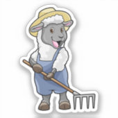 Schapen als boer met Rek en Pet Sticker (Voorkant)