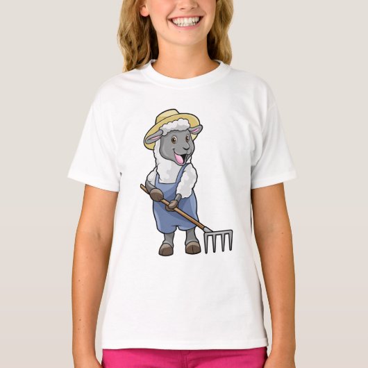 Schapen als boer met Rek en Pet T-shirt (Voorkant)