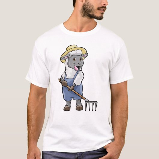 Schapen als boer met Rek en Pet T-shirt (Voorkant)