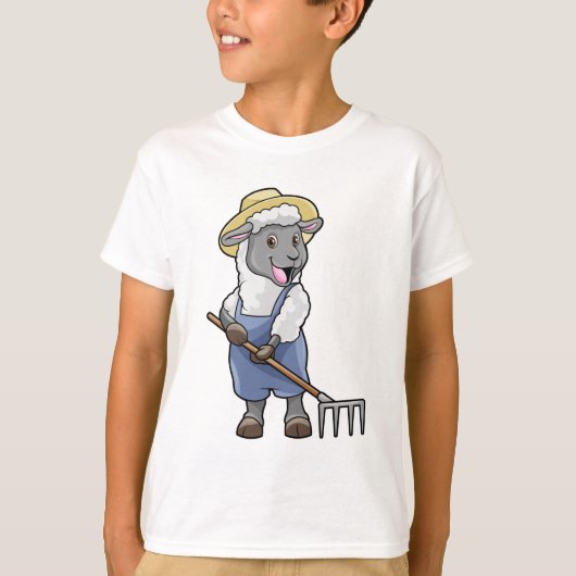 Schapen als boer met Rek en Pet T-shirt (Voorkant)