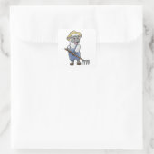 Schapen als boer met Rek en Pet Vierkante Sticker (Tas)