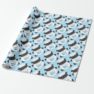Schapen Baby shower Boerderij Blue Boy Cadeaupapier