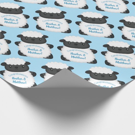 Schapen Baby shower Boerderij Blue Boy Cadeaupapier (Hoek)