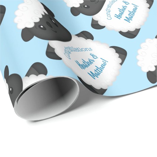 Schapen Baby shower Boerderij Blue Boy Cadeaupapier (Rol Hoek)