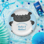 Schapen Baby shower Boerderij Blue Boy Papieren Bordje (Feest)