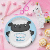 Schapen Baby shower Boerderij Blue Boy Papieren Bordje (Feest)