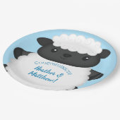 Schapen Baby shower Boerderij Blue Boy Papieren Bordje (Gekanteld)