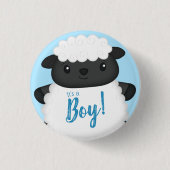 Schapen Baby shower Boerderij Blue Boy Ronde Button 3,2 Cm (Voorkant)
