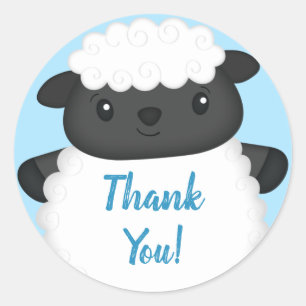 Schapen Baby shower Boerderij Blue Boy Ronde Sticker