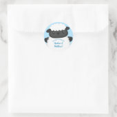 Schapen Baby shower Boerderij Blue Boy Ronde Sticker (Tas)
