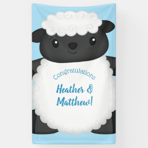Schapen Baby shower Boerderij Blue Boy Spandoek