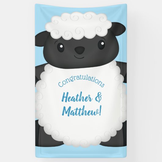 Schapen Baby shower Boerderij Blue Boy Spandoek (Verticaal)