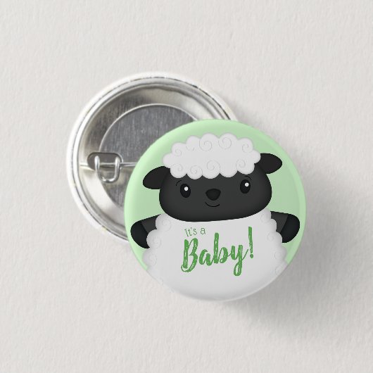 Schapen Baby shower Boerderij Ronde Button 3,2 Cm (Voorkant /achterkant)