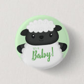 Schapen Baby shower Boerderij Ronde Button 3,2 Cm (Voorkant)