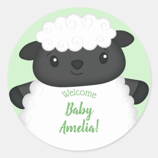 Schapen Baby shower Boerderij Ronde Sticker (Voorkant)
