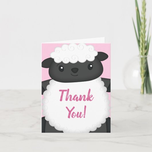 Schapen Baby shower Boerderij Roze Meisje Bedankkaart (Voorkant)