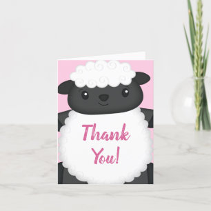 Schapen Baby shower Boerderij Roze Meisje Bedankkaart
