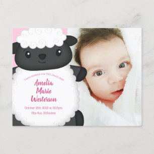 Schapen Baby shower Boerderij Roze Meisje Briefkaart