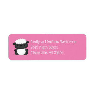 Schapen Baby shower Boerderij Roze Meisje Etiket