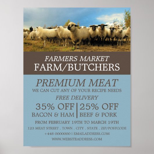 Schapen Boerderij, Boer & Slager Adverteren Poster (Voorkant)