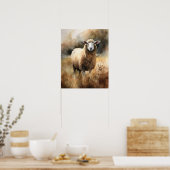 Schapen Boerderij Dierlijke Kunst Print Poster (Keuken)