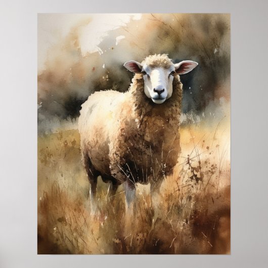 Schapen Boerderij Dierlijke Kunst Print Poster (Voorkant)