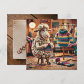 Schapen Breien 1.2 Grappig Vlak Wenskaart Feestdagenkaart (Voorkant / Achterkant)