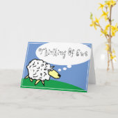 Schapen Cartoon met Denken aan Ewe Denkbel Kaart (Gele Bloem)