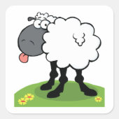 Schapen die tong uit de vierkant tikken vierkante sticker (Voorkant)
