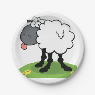 Schapen die tong uitsteken papieren bordje