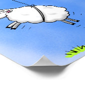 Schapen die vliegen met een roze ballon cartoon poster (Hoek)