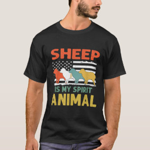 Schapen Dieren Lover Amerikaanse vlag T-shirt