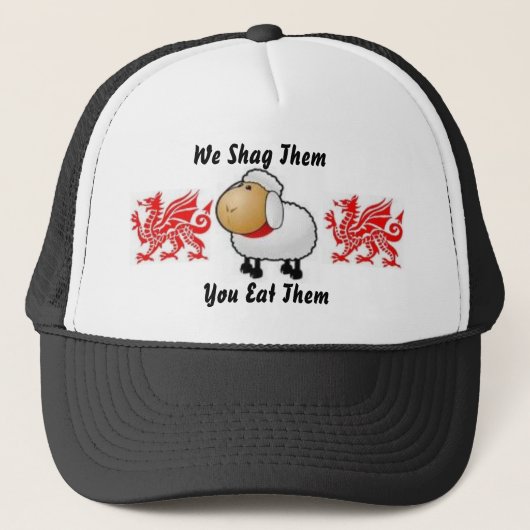 Schapen, draak, draak, we schudden de.. - Geperson Trucker Pet (Voorkant)