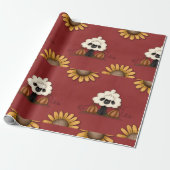 Schapen en bloemen cadeaupapier (Uitgerold)